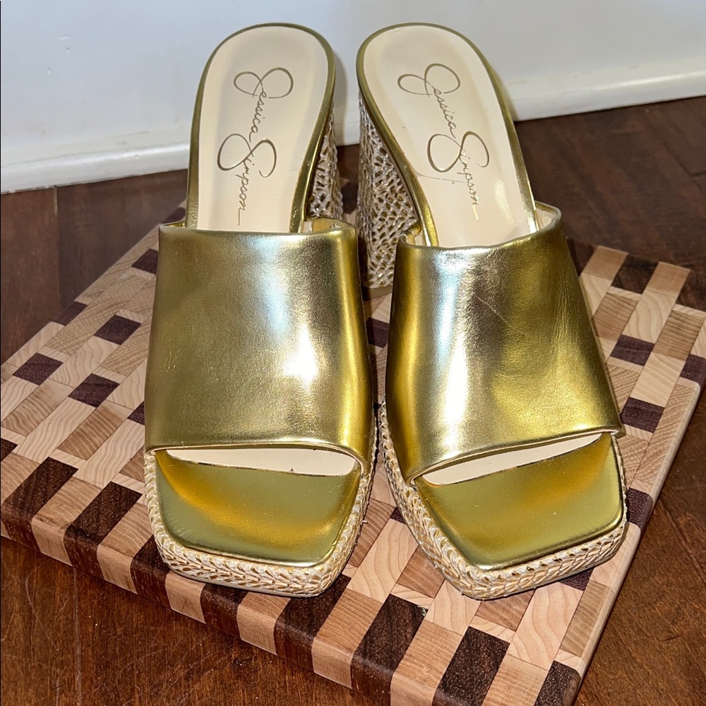 Jessica Simpson Kameena Mule Platform Sandsls Sz 9.5